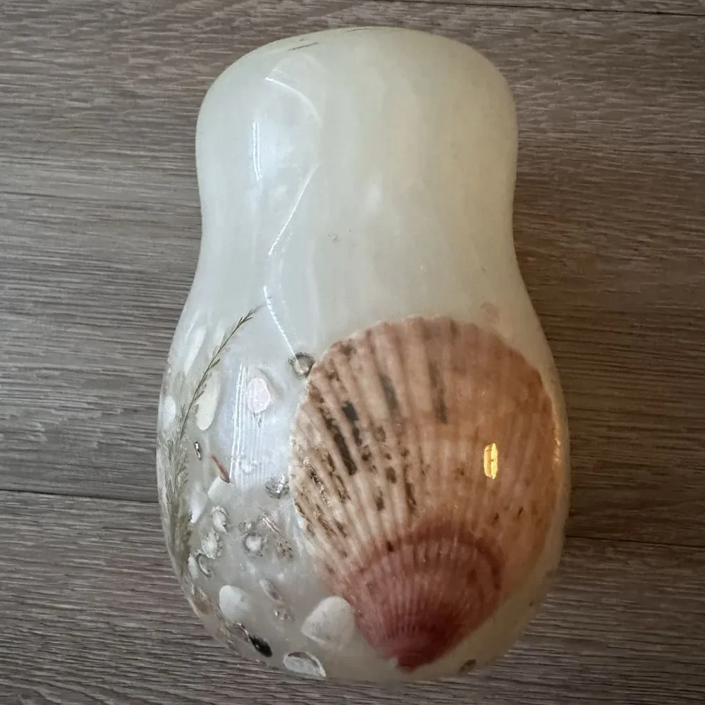 VTG Acrylic Resin Shells Candle Holder 4.75 Inch Vase Nautical Beach Ocean Decor